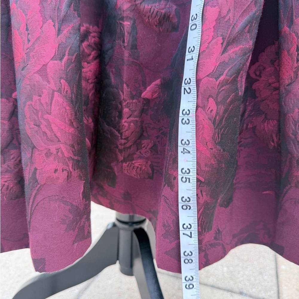 WHBM Burgundy Brocade Floral Fit & Flare Cocktail Dress w Pockets - Picture 9 of 11